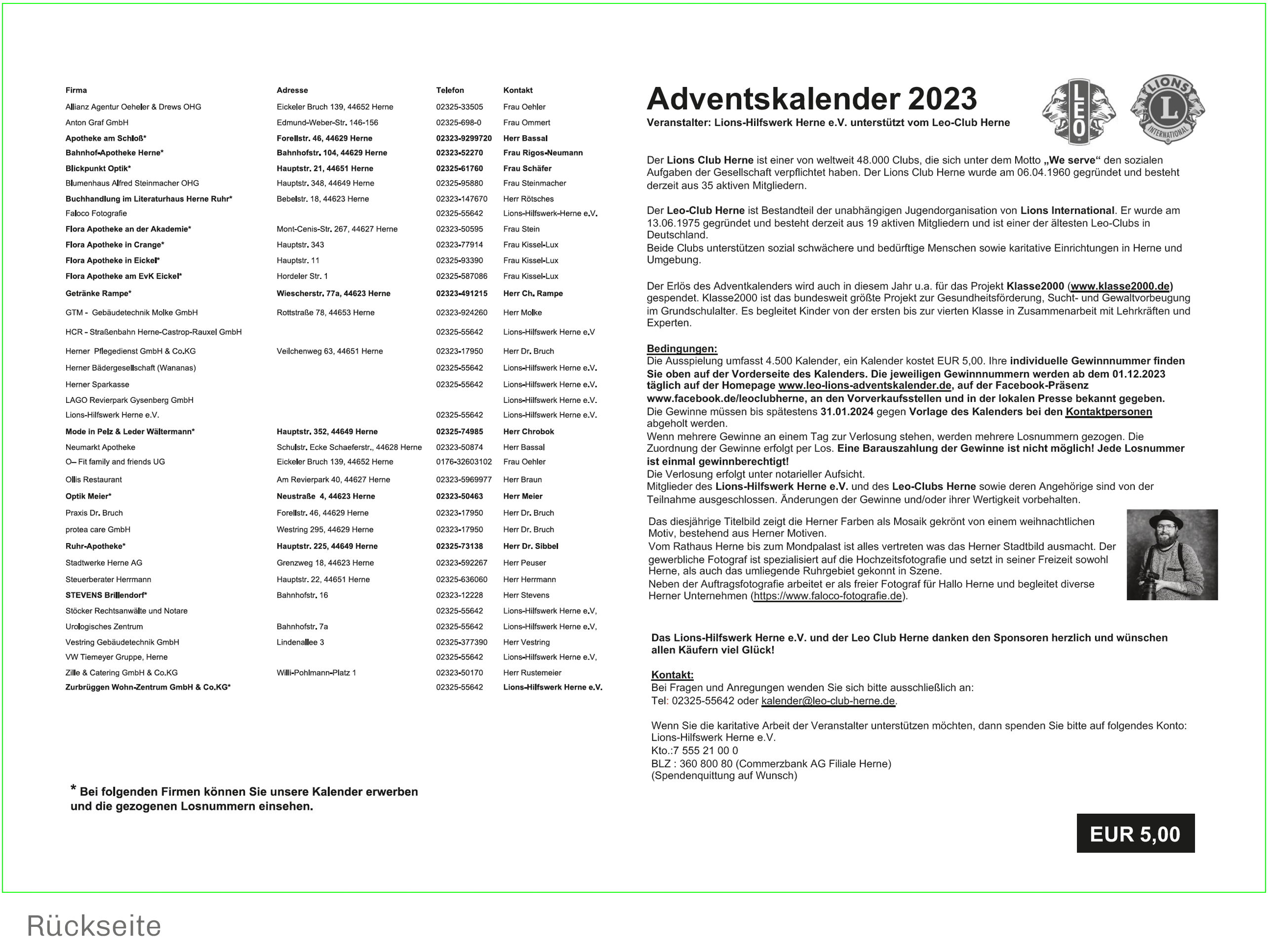 LIONS Adventskalender 42 cm x 29,7 cm – Bild 2